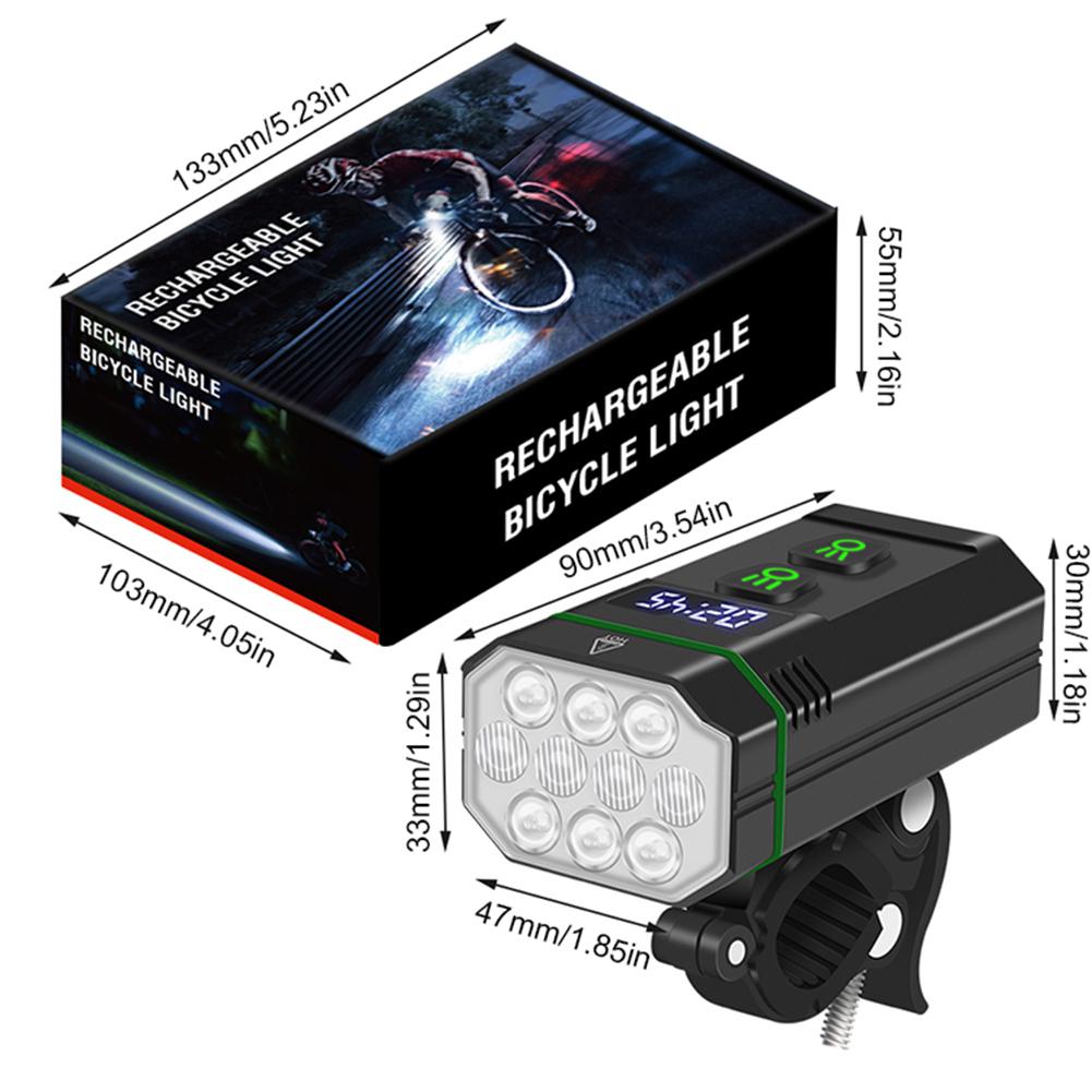10LED Bicycle Lamp IP66 Waterproof Bike Headlight 5000mAh Light Last Up To 10.8H Battery Display for Road Mountain Night Cycling