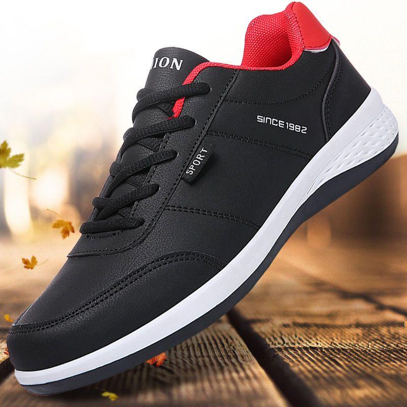 

WTEMPO Brand Trendy Leather Upper Waterproof Hundred Casual Men s Board Shoes Running Fitness Amporting Wear Resistance Sneakers 44 чёрный