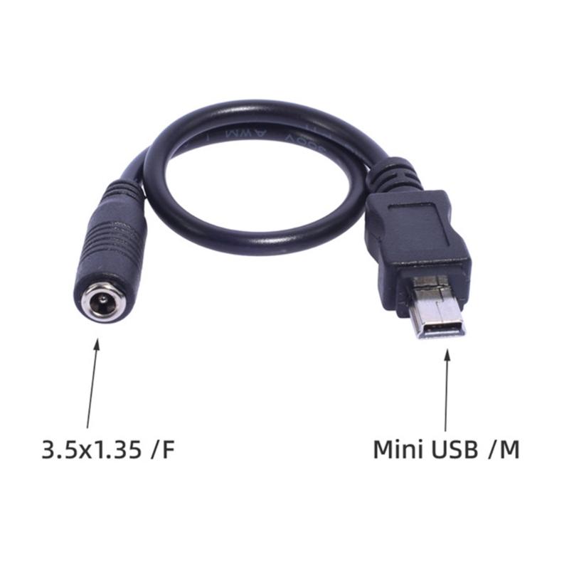 Mini USB Charging Cable for Tablets, Phones, Cameras  3.5x1.35mm Female To Mini USB Male 20cm Length