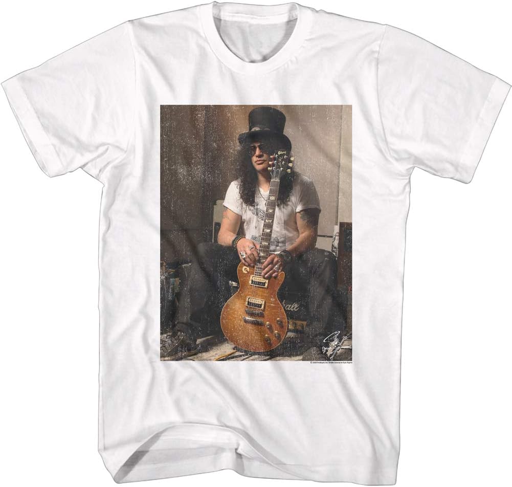 American Classics Slash Musician Slash Sitting with Guitar Adult Short Sleeve T-Shirt Graphic Tee S разноцветный