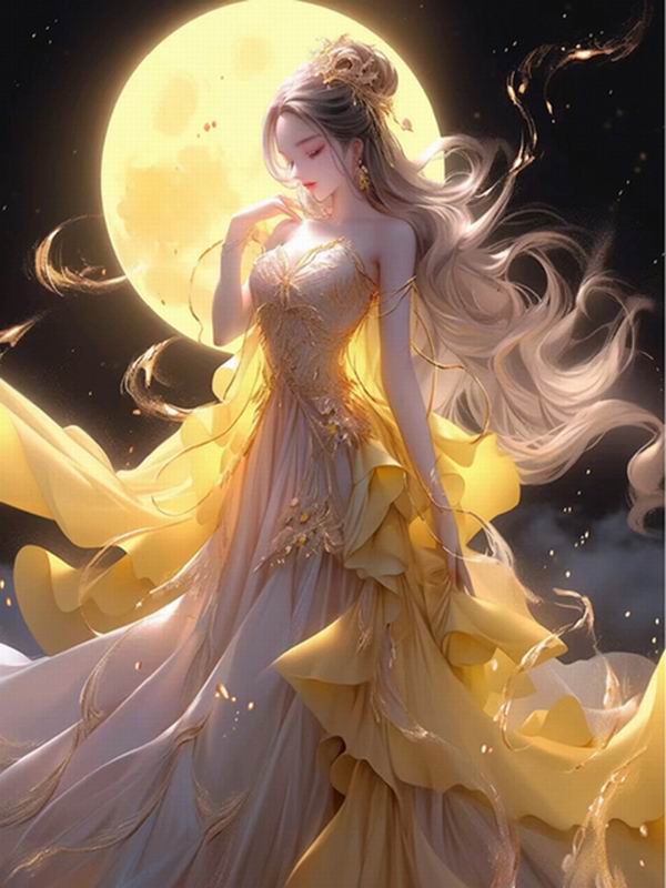 

Лунная Фея Девушка Алмазная Картина Diy Полный Квадратный Круглый Дрель Горный Хрусталь Вышивка Фэнтези Богиня Мозаика Наборы Для Вышивки Крестом Принцесса Настенный Декор Square drill 50x70cm