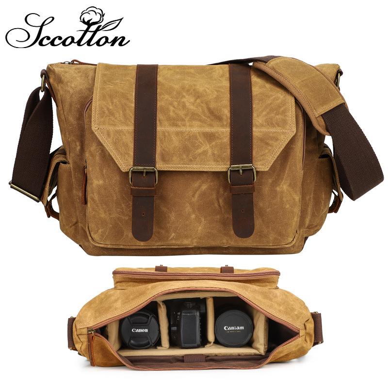 Dslr Digital Camera Bag, Shoulder Messenger Bag, Outdoor Portable Canvas Micro-Single Dslr Camera Bag.