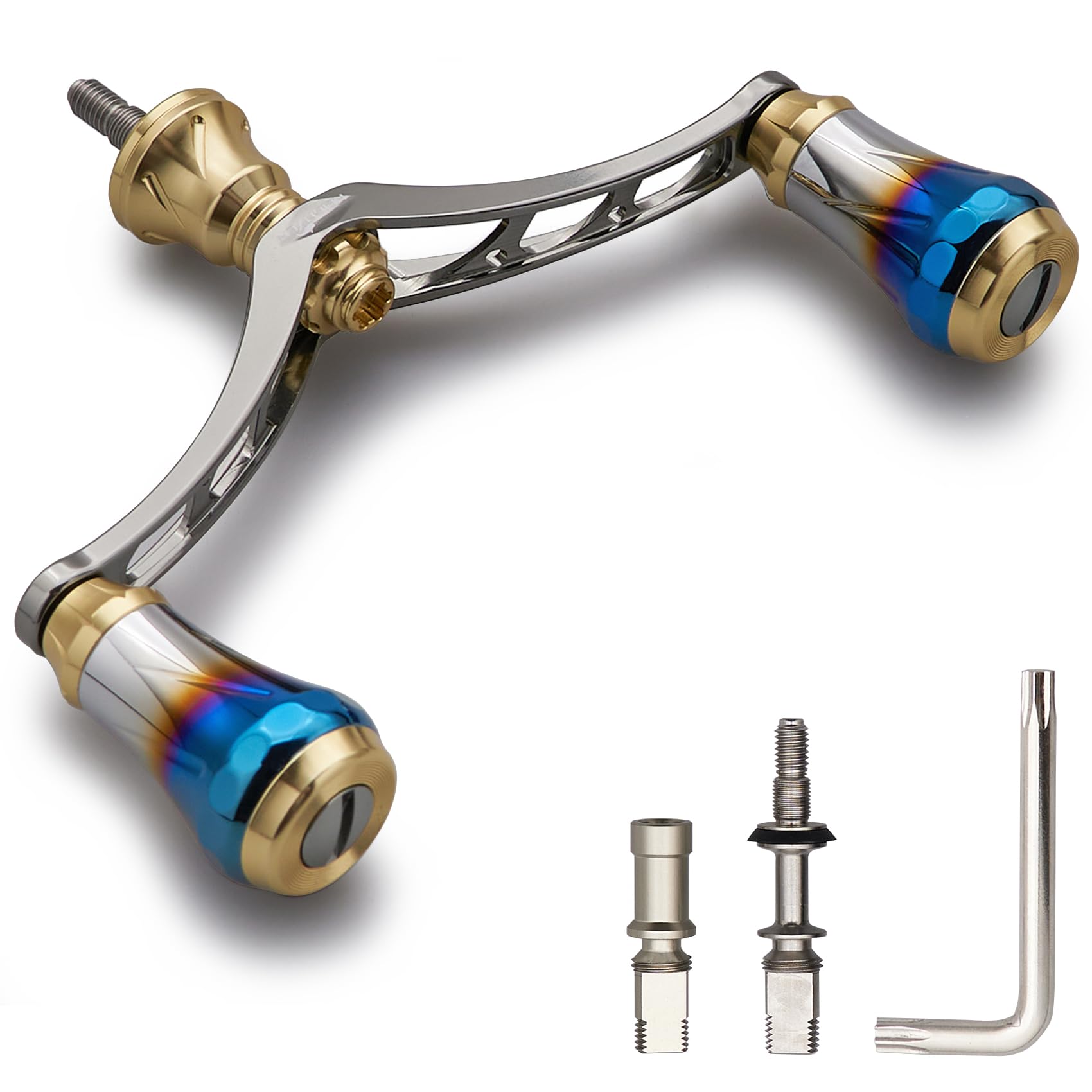 

HEIGHTEN Reel Aviation Compatible with Shimano and Daiwa Spinning Arch Aurora Knob Gunmetal V4.0 80/98mm Handle, Aluminum, Reels, (Gold & Handle,