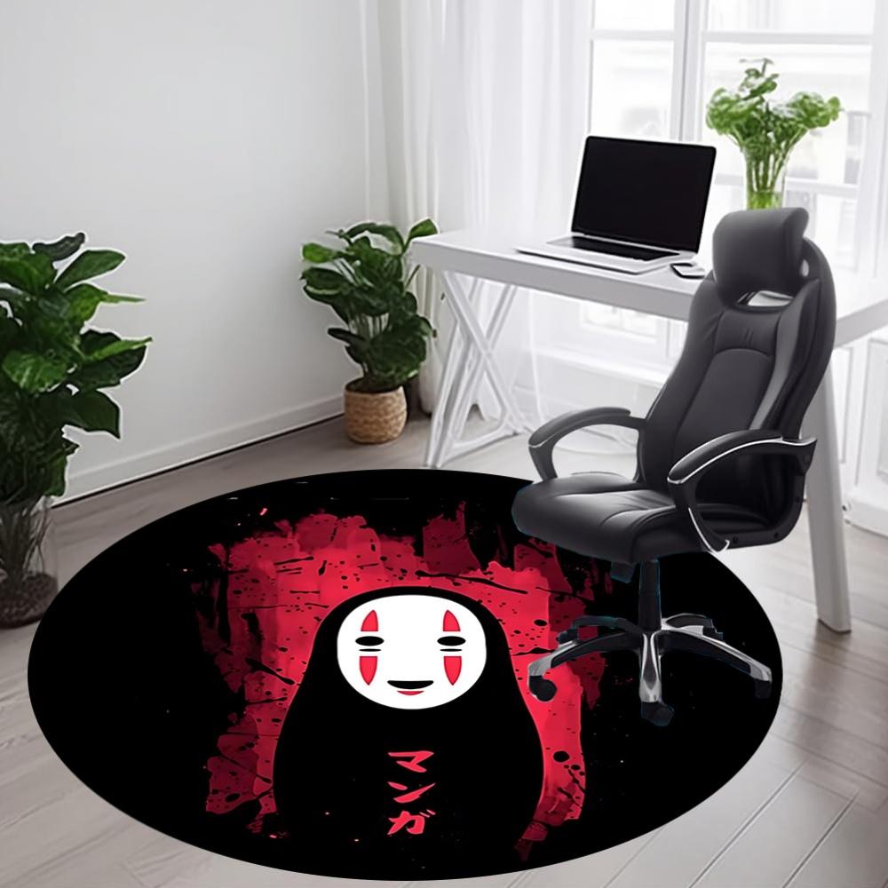 1pc Spirited Away No-Face Office Round Area Rug, Indoor Mat Suitable For Office, Under Office Chairs Bedroom Living Room Home Decor, Room Deco