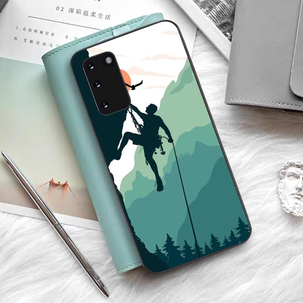 Climbing Mountain Phone Case Silicone PC+TPU For Samsung S10 20 30 22 23 24 Plus Lite Ultra Cover