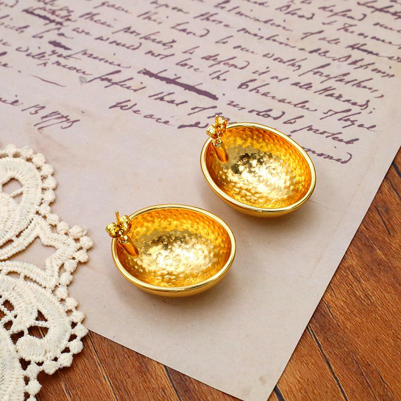 Merry Chubby Semicircular Earrings 18K Gold Plated Non-Fading Women'S Neutral Titanium Steel Stud Earrings