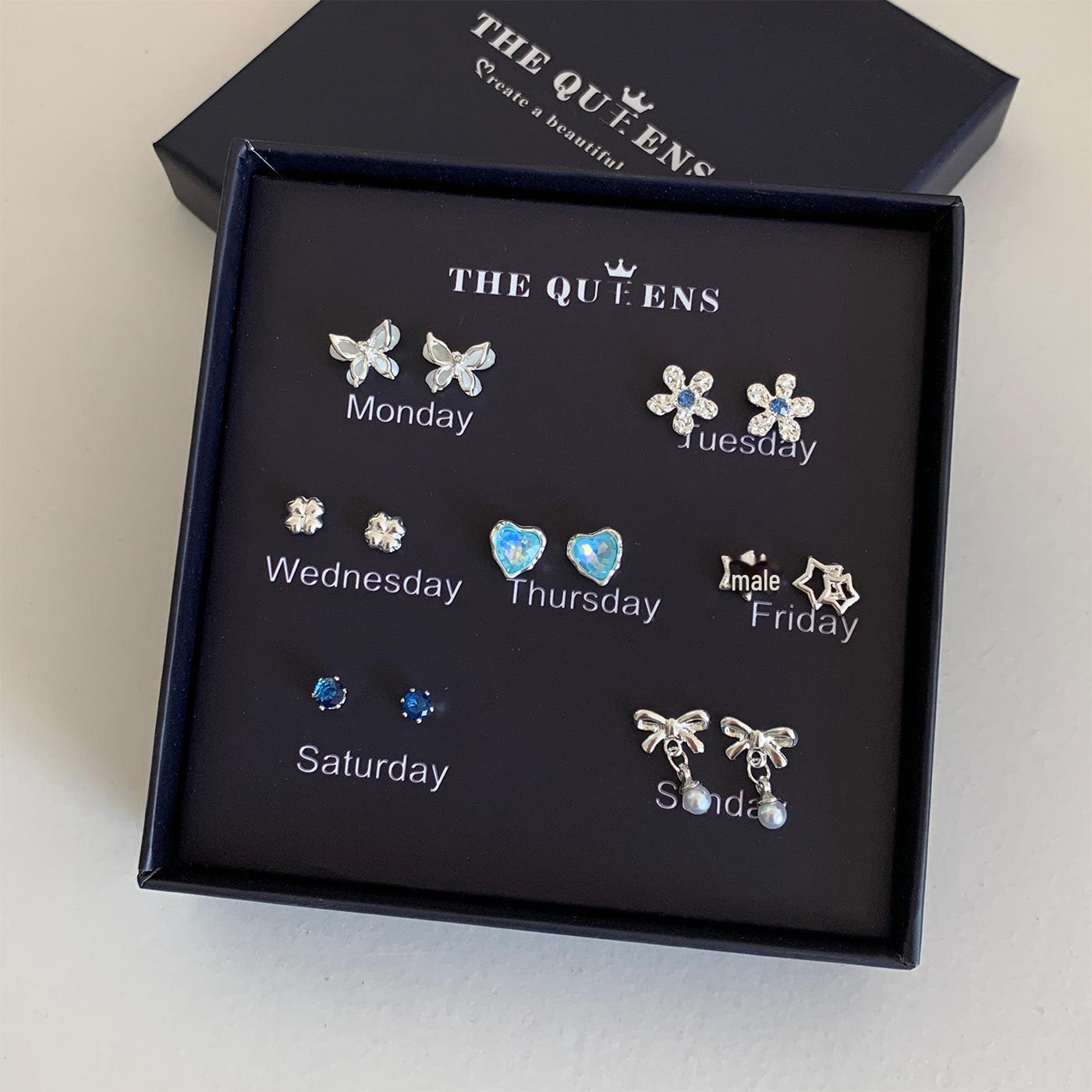 

«Весна и лето, свежая подарочная коробка с серьгами-бантиками — дизайн серебряных игл для студентов»