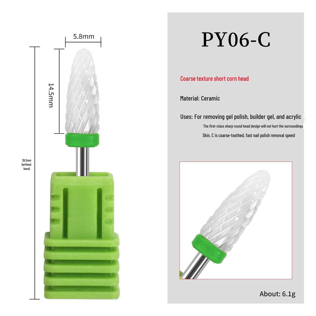 Ceramic Nail Grinding Head - Corn Bullet Rocket Shape for Electric Nail Grinder