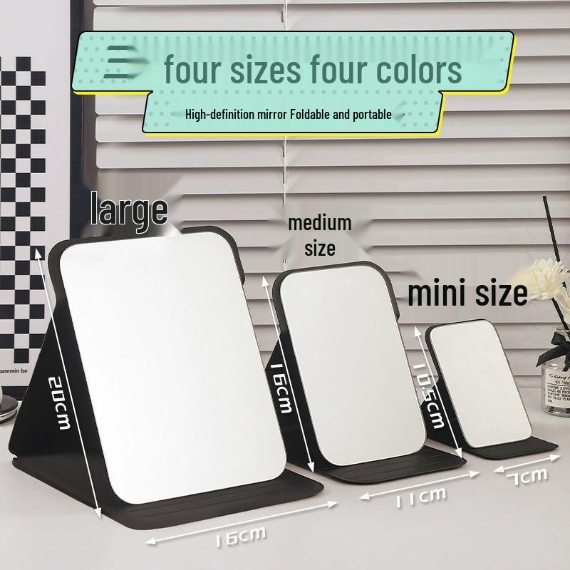 Portable Folding PU Leather Mirror for Dorm, Office, and Travel Use