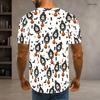 Men Plus Size Round Neck Short Sleeve T Shirt Halloween Ghost Bat Printed White Straight Hem Pullover