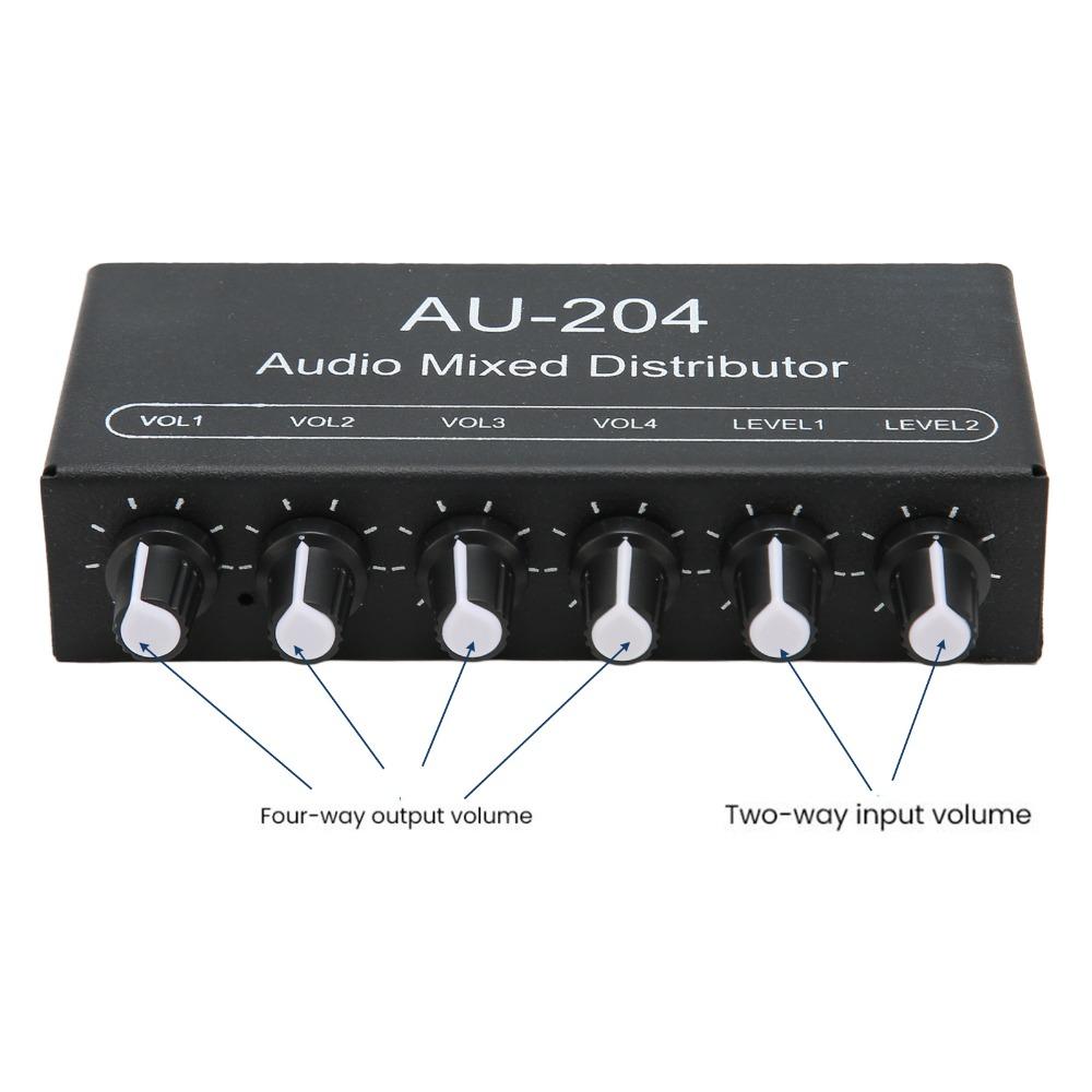 DC 5-15V Headphone Amplifier Mixer 2 In 4 Out Signal Mixer Box  for Stage Performance