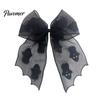 Mesh Bow Hair Clip Halloween Bat Spring Clips, Black White Lace Spider Web Holiday Themed Barrettes, Gothic Dark Style for Women Cosplay Costume