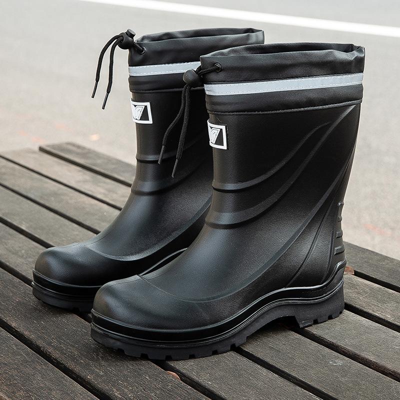 Fashion Bundle Rain Shoes New Short Tube Non-slip Medium Tube Rain Shoes Short Water Shoes Velvet Outdoor Work Rubber Shoes Batch