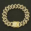 15MM Paved Rhinestones Prong Cuban Link Chain Bracelet for Men Women Bling Iced Out Cuban Bracelet Hip Hop Rapper Jewelry Gift