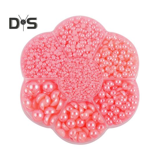 5600 Pcs Half Round Faux Pearls Flat Back Beads Bulk with Storage Box Assorted Sizes Fake Pearl Beads for Crafting DIY Nail Art Phone Decoration