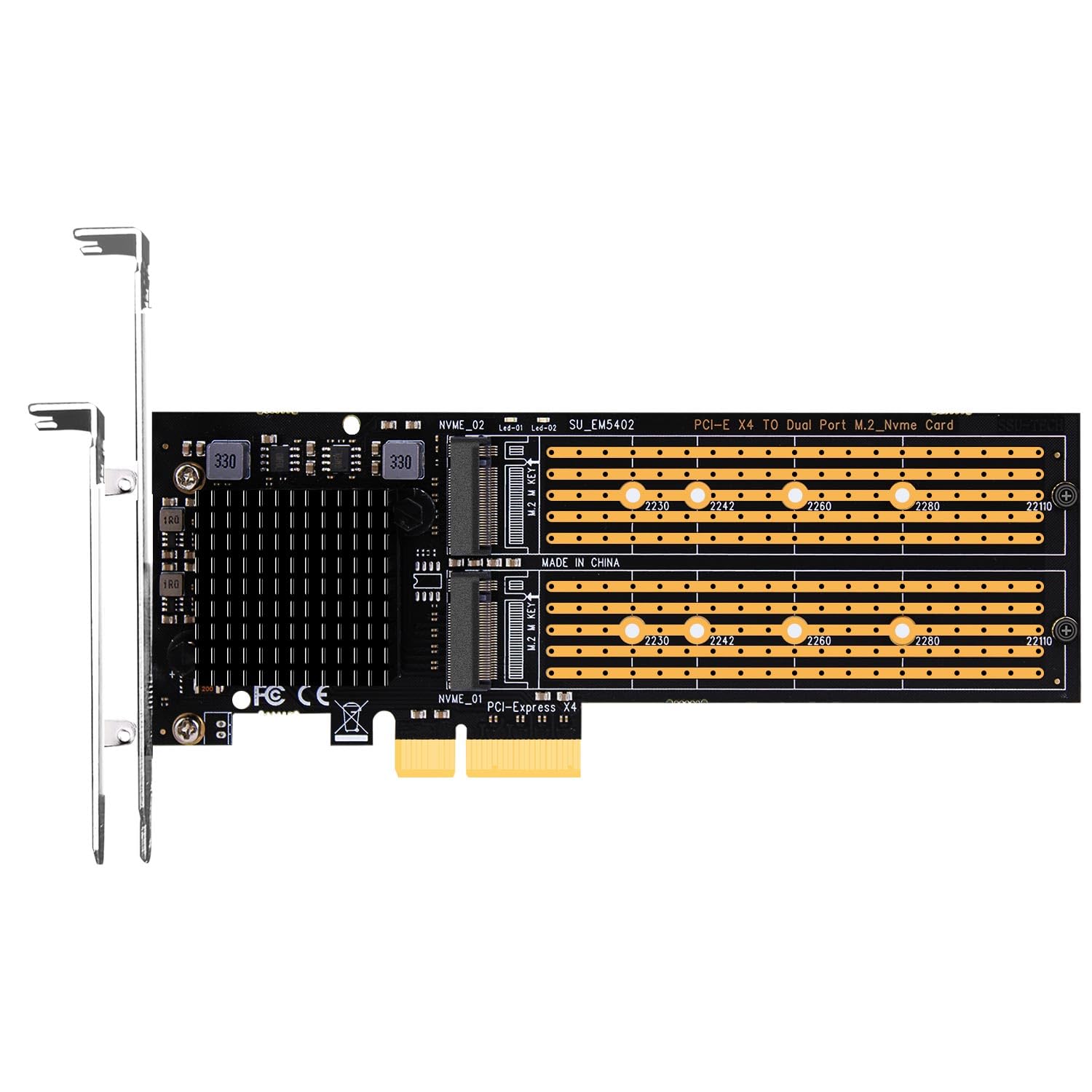 

GLOTRENDS PA20 NVMe to PCIe X4 Expansion Supports PCIe Branching Supports NVMe SSD Compatible with Sizes 2-Port M.2 3.0 Card, Function, M.2 Soft-RAID,