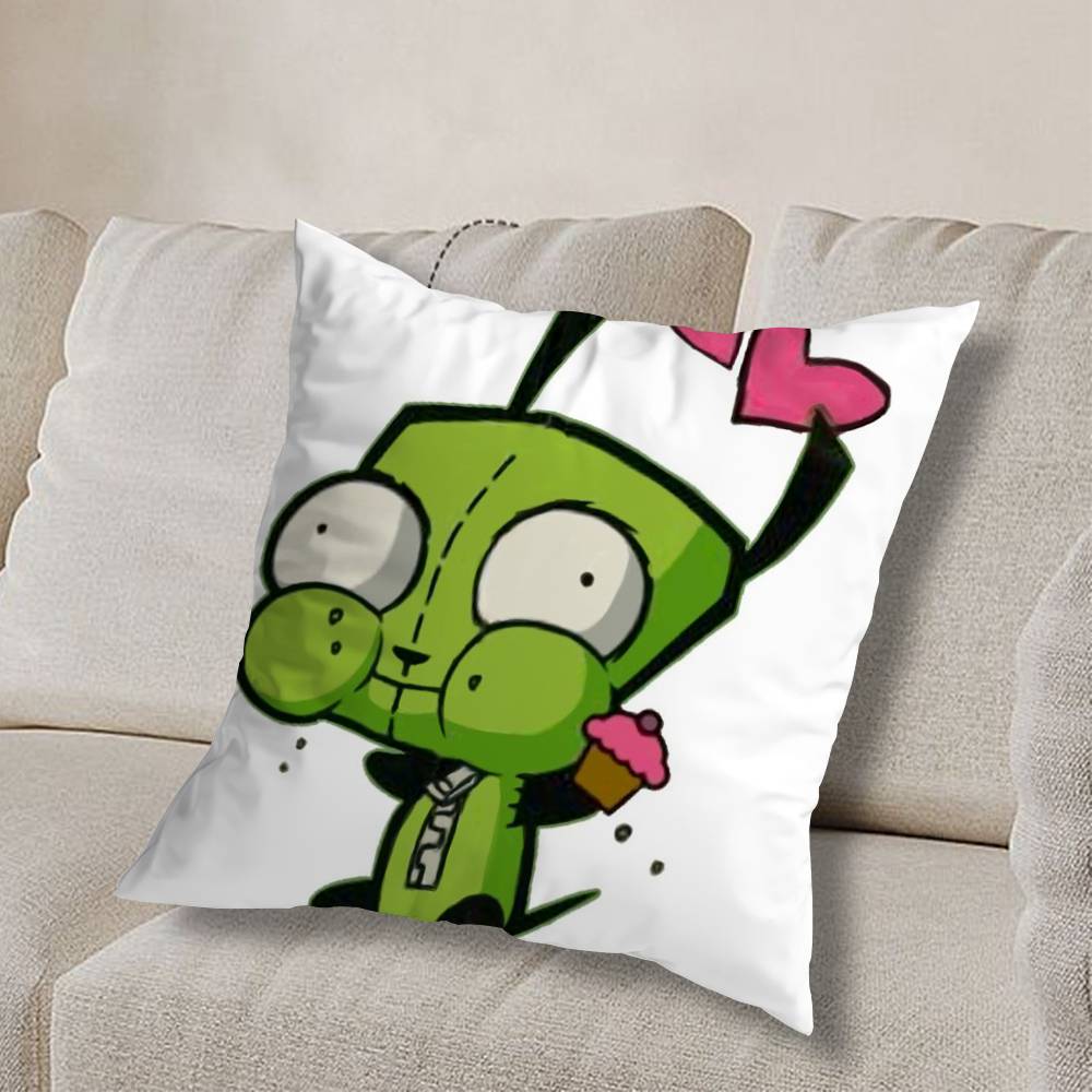 cool Invader Zim Gir I love Pillow Case Square Double-Sided Printing Short Plush Sofa Cushion Cover Bedroom Bedside Pillow