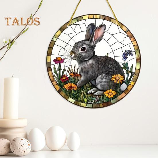 Easter Pendant Hanging Decoration with Lanyard Easy To Hang Rabbit Pattern Design Wide Application Window Acrylic Pendant