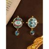 Vintage Sparkling Enamel Eye Earrings Personalized Versatile Scales