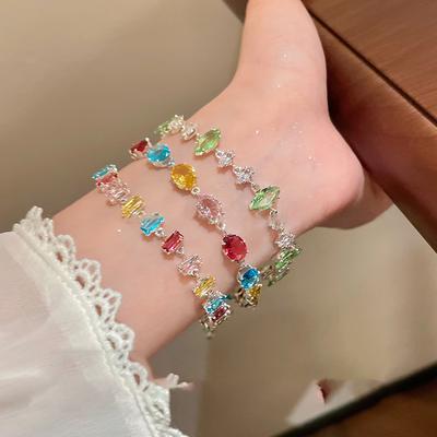 Zircon Geometric Rhombus Bracelet Fashion Temperament High-end Bracelet Exquisite Niche Light Luxury Versatile Jewelry Women