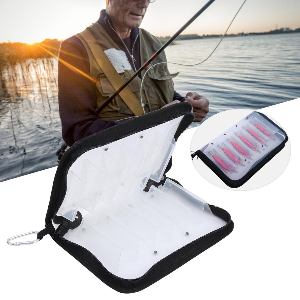 Fishing Bait Lure Bag Transparent Portable Waterproof 12 Compartments Wood Shrimp Storage Bag