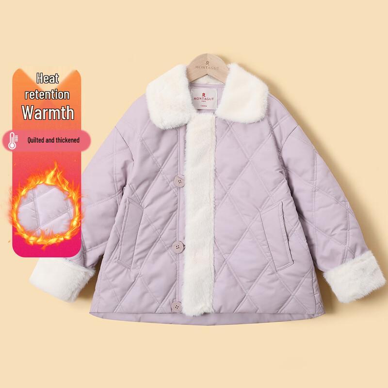 Mongtagut Girls' Winter Quilted Padded Jacket with Fleece Collar