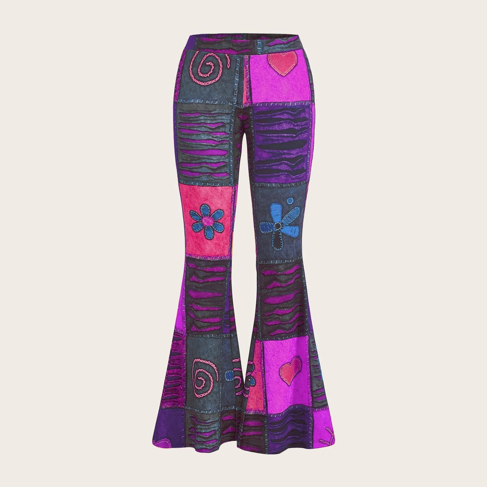 

Women s Loose And Comfortable Casual And Fashion Fashionable Flower Printed Flared Pants L