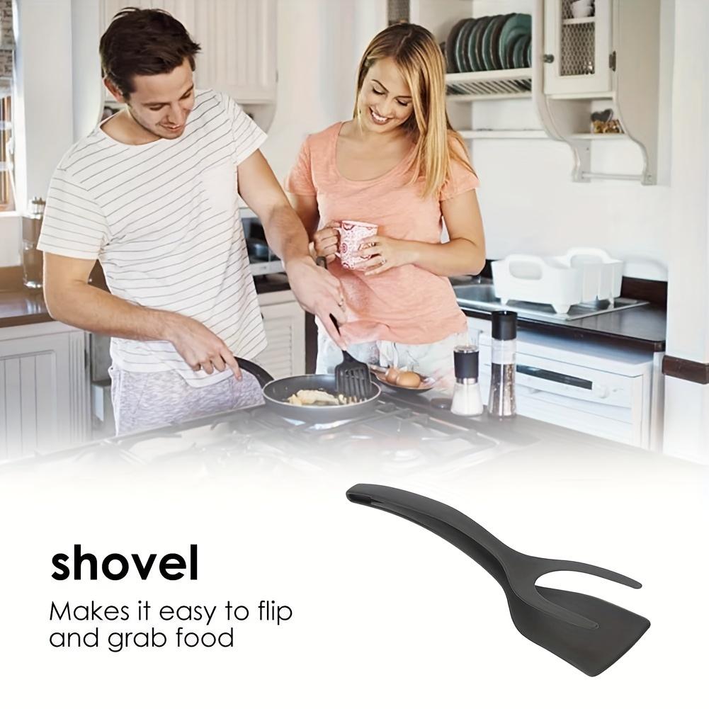2 in 1 Omelette Shovel Clip Non Stick Silicone Spatula Tongs Pancake Toasted Bread Fried Egg Clip Beef Steak Shovel Gadget