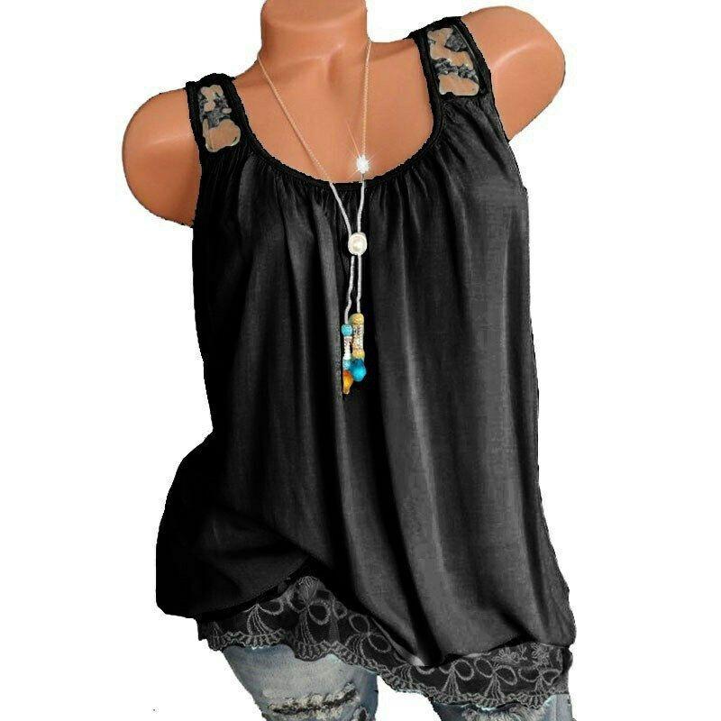 Premium Quality Sexy Women's Summer Sleeveless Lace T-shirt Vest For Effortless Style