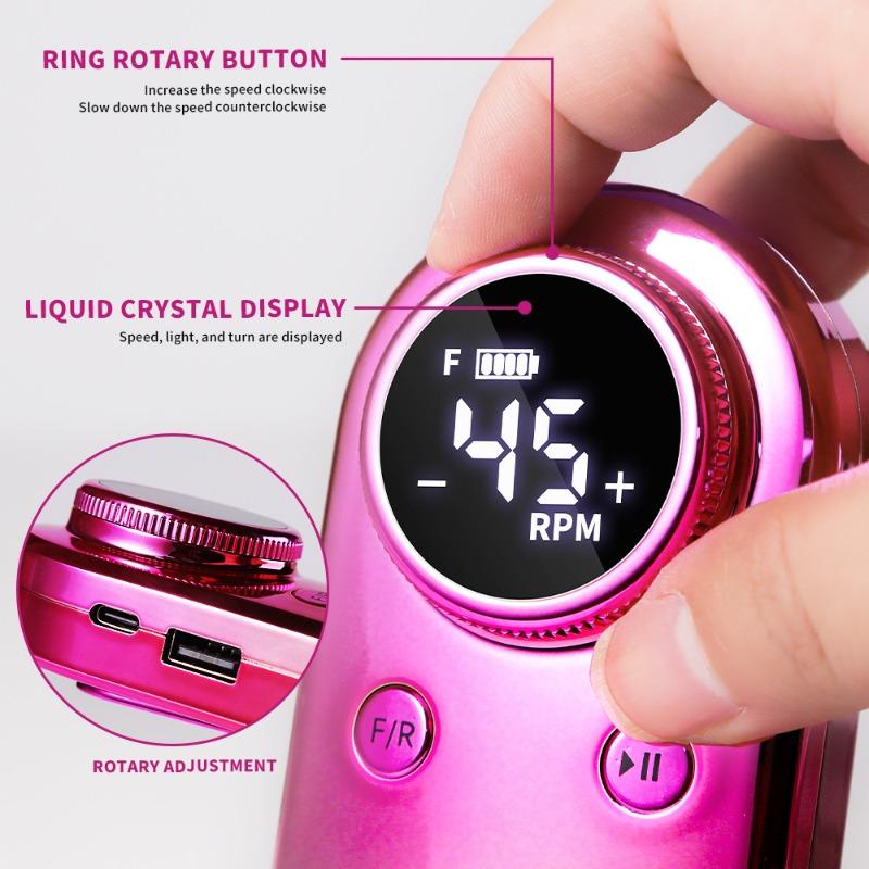 45000 RPM New Portable Nail Drill Professional Rechargeable Electric Nail File Machine File for Acrylic Gel Polishing Removing