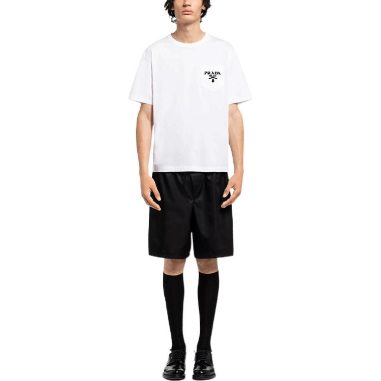 PRADA T-Shirts Men's White Crew Neck Moderate UJN787-1Z53-F0009-S-221