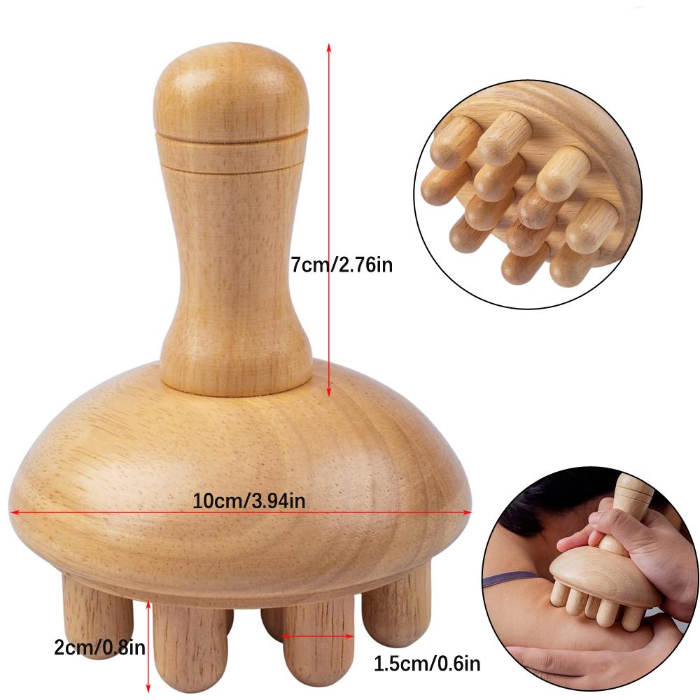 Wooden Mushroom Shape Massage,Manual Wood Therapy Massage Tool,Anti Cellulite,Maderoterapia,Lymphatic Drainage,for Full Body Use