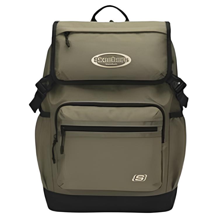 Skechers Letter Logo Casual Fabric Backpack Unisex Backpack Chocolate-Chip L325U074-04LE Chocolate Chip Color