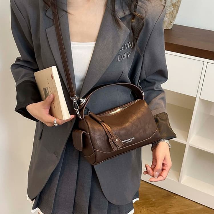 Soft leather mini Boston bag women's shoulder messenger bag