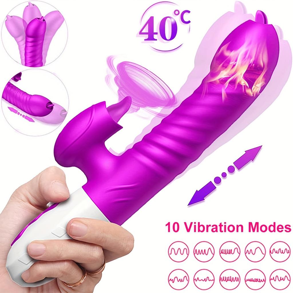 Powerful Thrusting Vibrator Female Clitoris Sucker Vacuum Stimulator Tongue Licking Sucking Dildo Adult Goods Sex Toy for Women