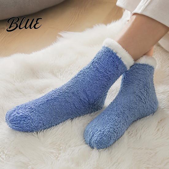 Warm Bed Socks for Sleeping Thickened Plush Women Soft Coral Fleece Slipper with Cozy Air Conditioned Room Towel Bottom Cushioning Thermal