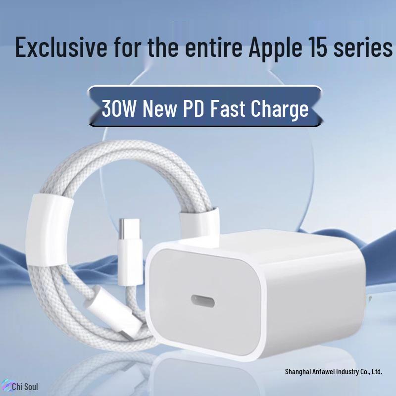 Slim 30W Apple Charger for iPhone 15 Pro/Pro Max with PD Fast Charging