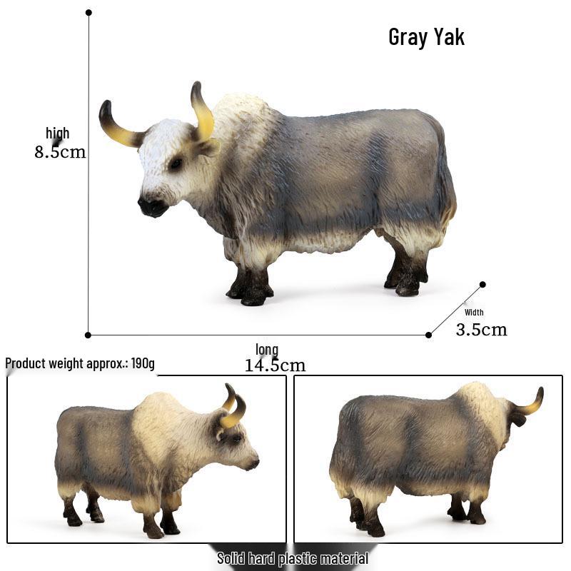 Children's Cognitive Animal Model Toy: Yellow Cow, Buffalo, Rhinoceros, Zebu, Bison, Bull Figurine.