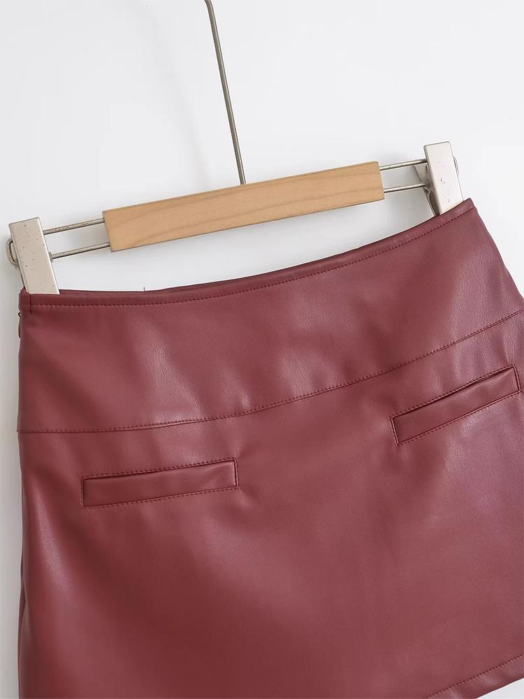 Elegantní korejská módní minisukně z umělé kůže, černé PU sukně pro ženy s vysokým pasem, sukně na zip s kraťasy