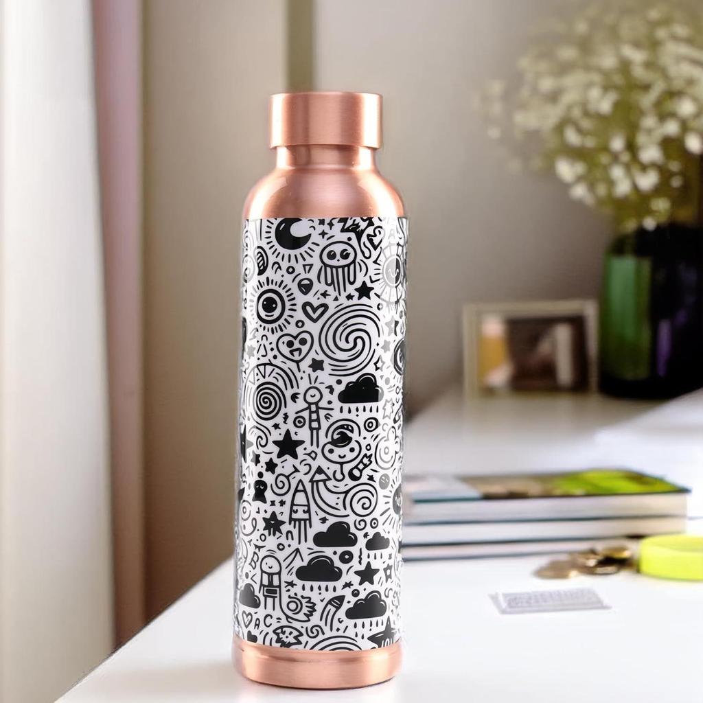 Copper Water Bottle 950ml | Designer Leakproof Eco-Friendly Immunity Boosting Non-Toxic BPA Free | Kids Drinkware & Storage