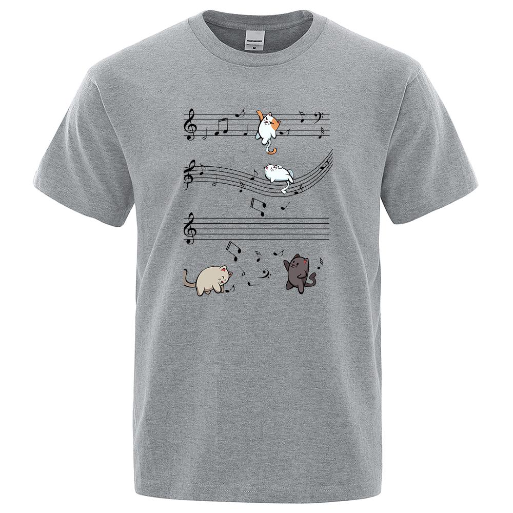 Kopie Von Musical Cats Musical Notes Male Clothes T-Shirts Summer Casual Menswear Cotton Loose Street T Shirt
