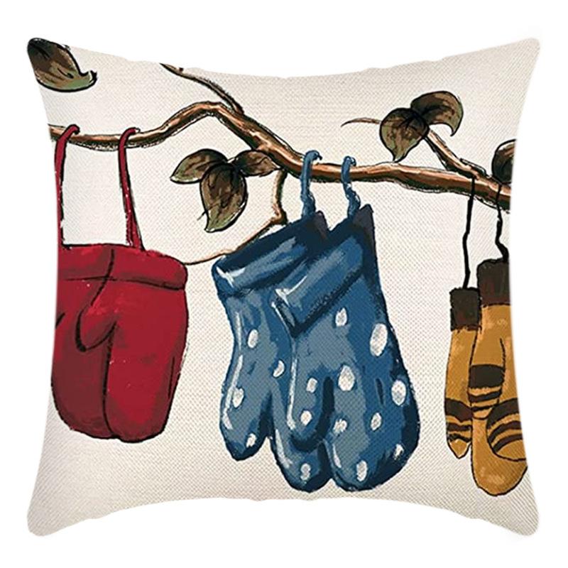 New Christmas Pillowcase Linen Digital Printed Short Plush Christmas Pillowcase Cushion Cover