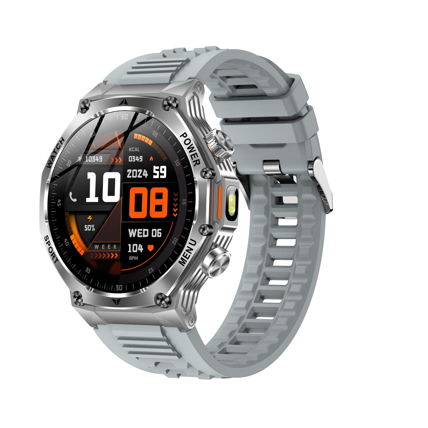 AK82 Smart Watch 1.8 BT Call Heart Rate Tracker Flashlight Compass 800mAH 100+Sport Modes IP67 Waterproof Outdoor Sports Watch AK82