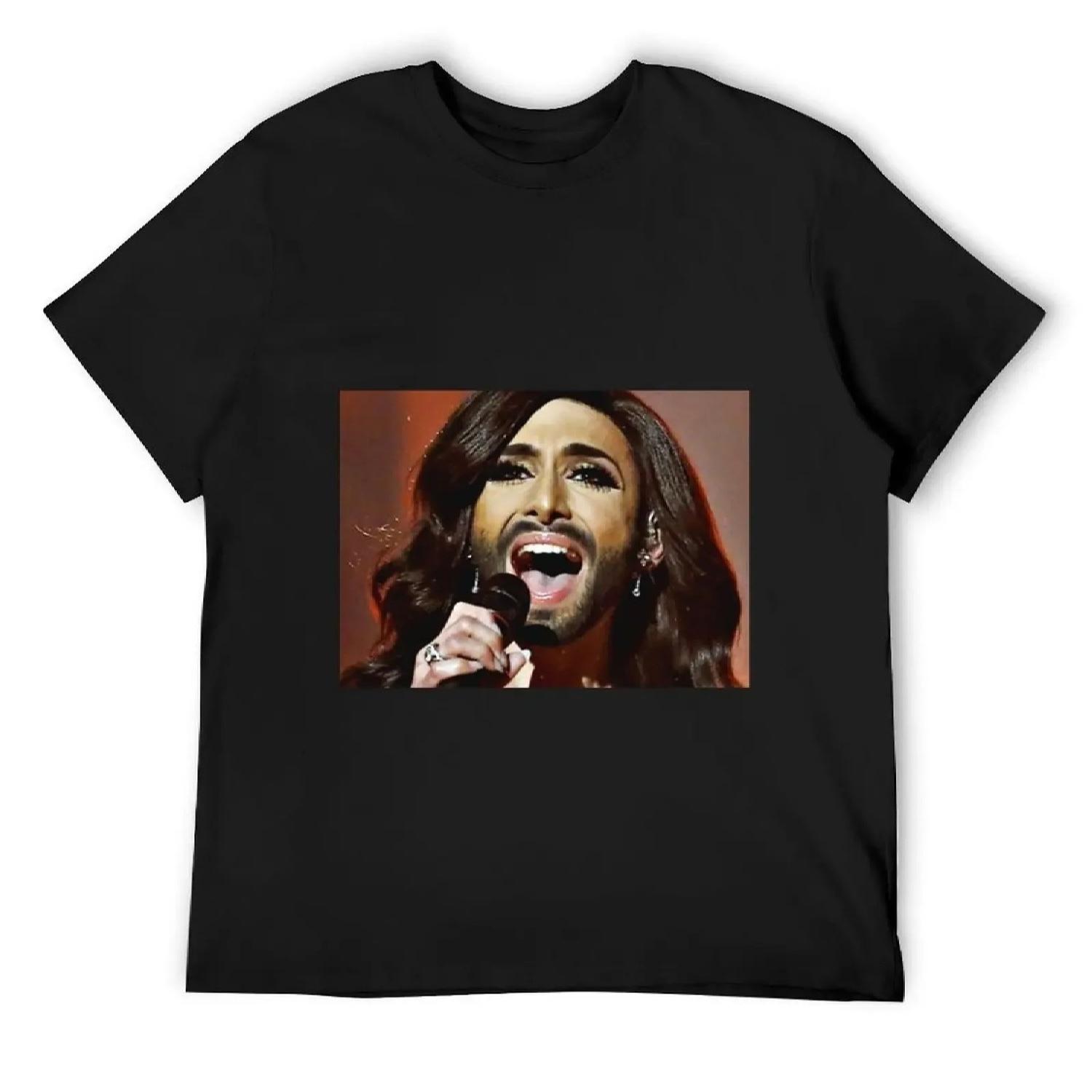 

Bearded Lady (Conchita Wurst) Novelty Face T-Shirt new edition graphic t shirts graphic t shirt vintage T-shirts for men cotton XXXXXL чорний