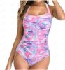 2023 Módní dámské jednodílné tankini plavky s volánky a odhalenými zády