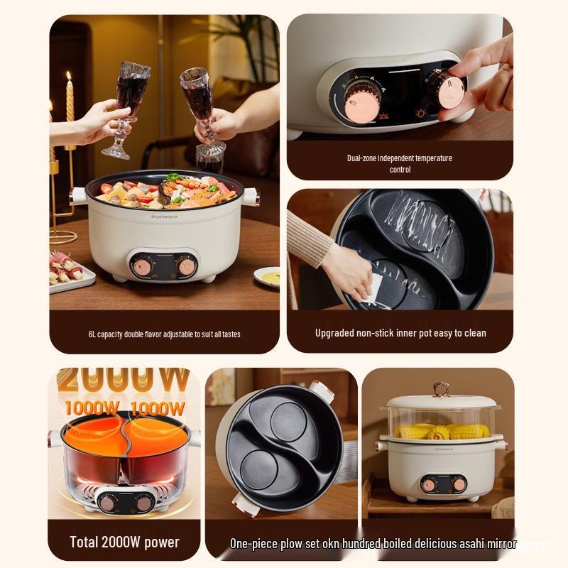 Mandarin Duck Multifunctional Electric Hot Pot, Dual Control & Temperature, Large Capacity Household Cooker