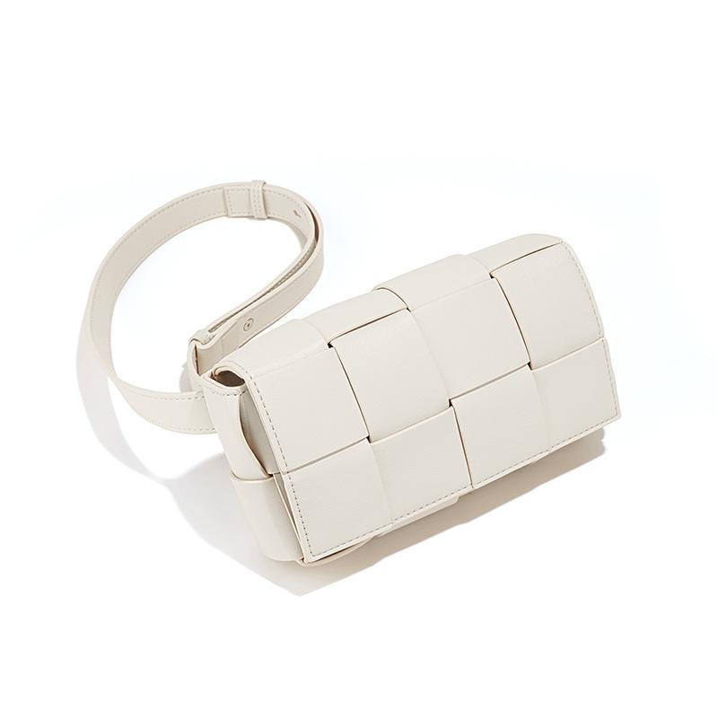 Woven small square bag niche design shoulder messenger bag fashionable versatile leather women's bag