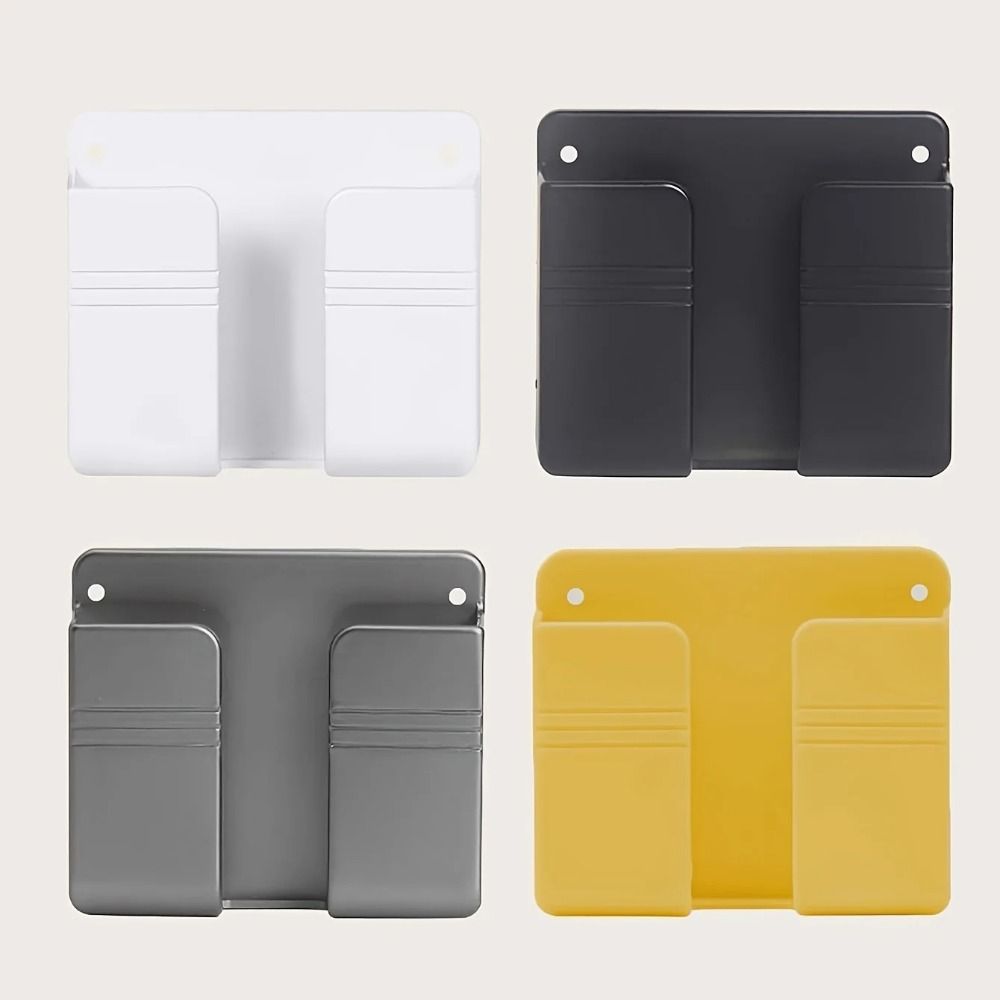 4Pcs Wall Mounted Remote Control Storage Rack Plastic Charging Phone Stand  Office
