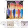 Tropical Beach Scene Shower Curtain - Vibrant Surfboards & Palm Trees, Waterproof Polyester, Whimsical Bathroom Decor