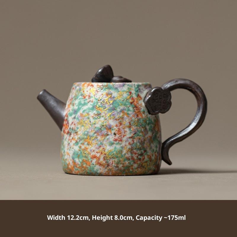 

Colorful Rock Gold Thread Old Rock Clay Coarse Pottery Handmade Teapot Fully Handmade Retro Single Teapot Tea Kettle Tea Infuser